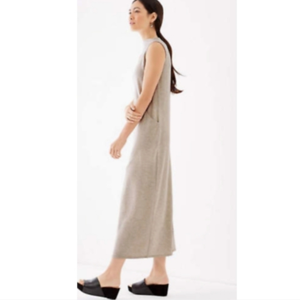 EUC J.JILL PURE JILL LUXE TENCEL MOCK NECK MAXI DRESS TAUPE SZ L - Picture 2 of 10